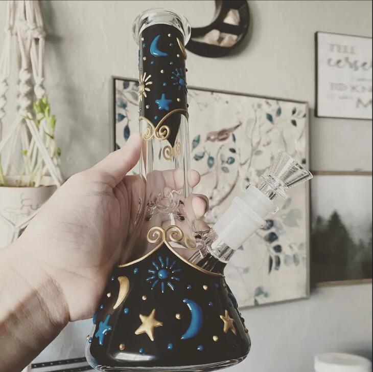 9.8inchs Tall Thick Glass Bong Hookahs Glass Water Pipes Percolator Beaker Water Bongs Smoking Accessories With 14mm Joint