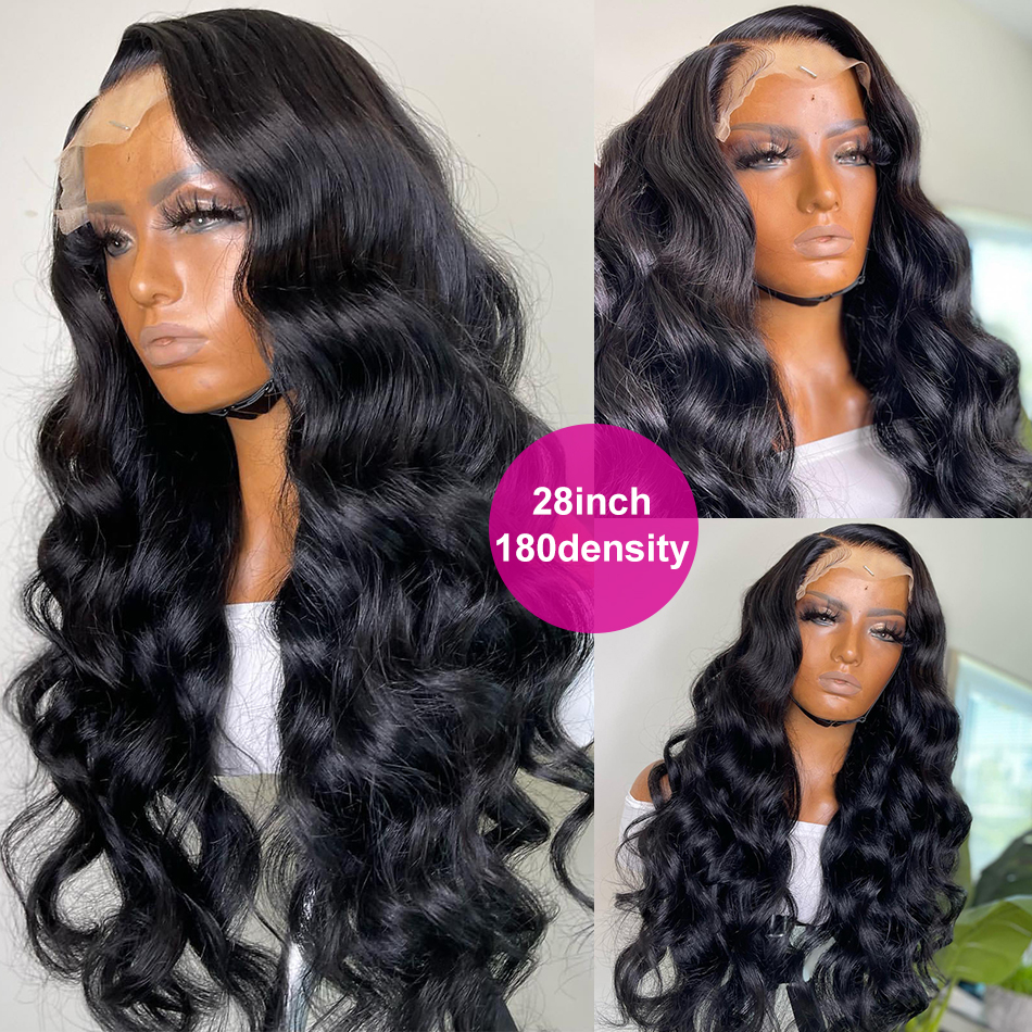 Deep 360 Wave Lace Front Human Long HD Transparent Glueless for Women Preplucked Heat Resistant Hair Products Synthetic Wigs