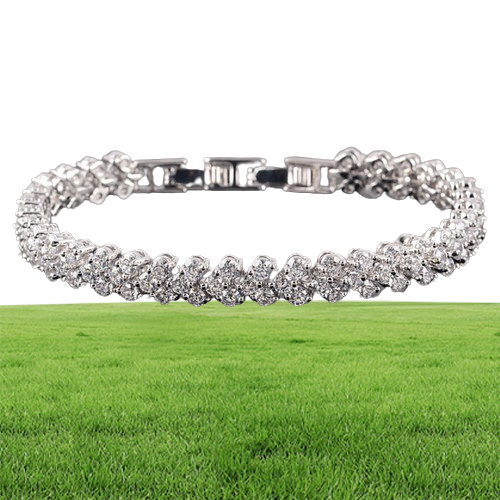 18K White Gold Plated Zirconia Tennis Bracelet Diamond Hand Chain for Men Women Heart Love Crystal Bracelets Bangle Lover Gift Val