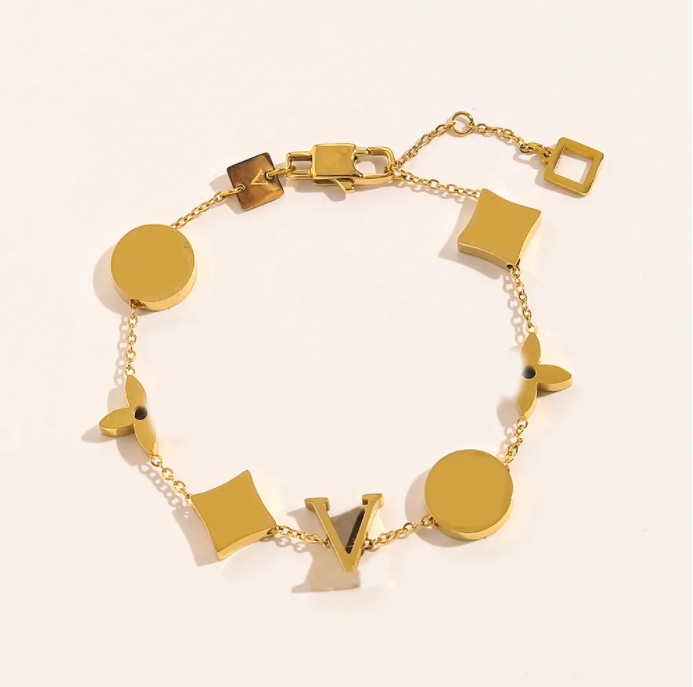 20 style Classic Bracelets Women Bangle 18K Gold Plated Stainless steel Crystal Flower Beads Lovers Gift Wristband Cuff Chain Designer Jewelry