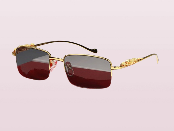 luxury designer sunglasses Eyeglasses frames temples with panther heads Metal Frameless Full Rim Semi Rimless rectangular shape fo