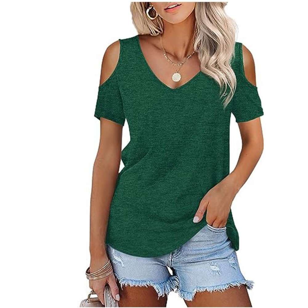 Women's Short Sleeved Off Shoulder Basic T-shirt Top New Fashion Casual