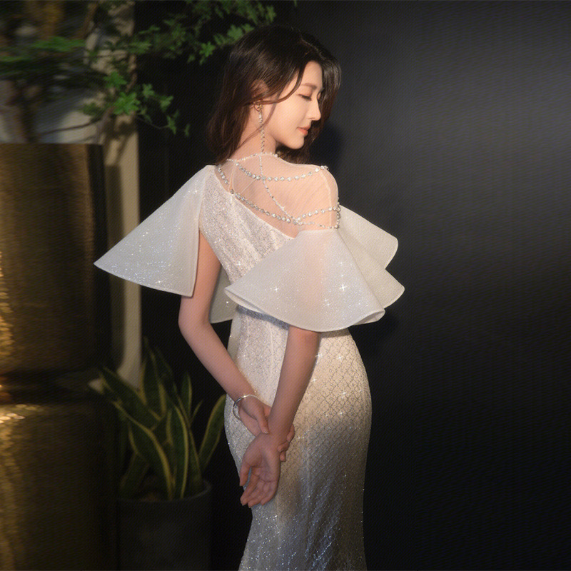Bohemian White Wedding Dresses Long Sleeves 2024 Plus Size Bridal Gowns Sequined Sweep Train Bling Luxurious Beaded Crystals Mermaid Dress 403