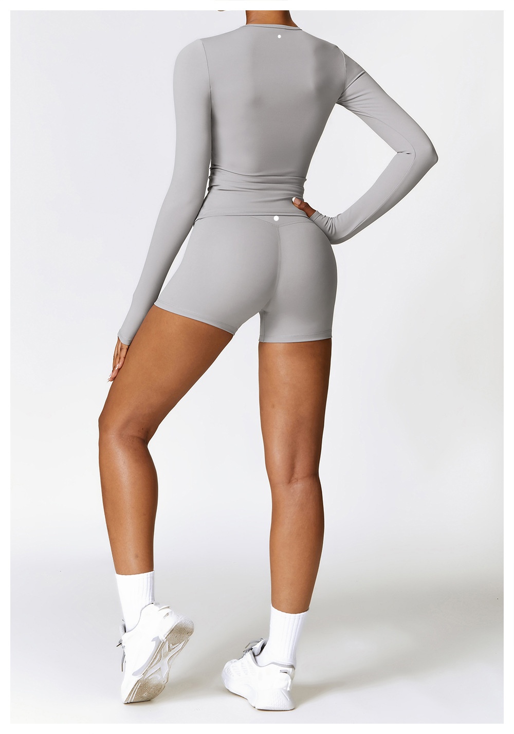 Women Yoga Set Running Two Piece Long Sleeve Shirt + Short With Fiess Pant Shorts Bt41515