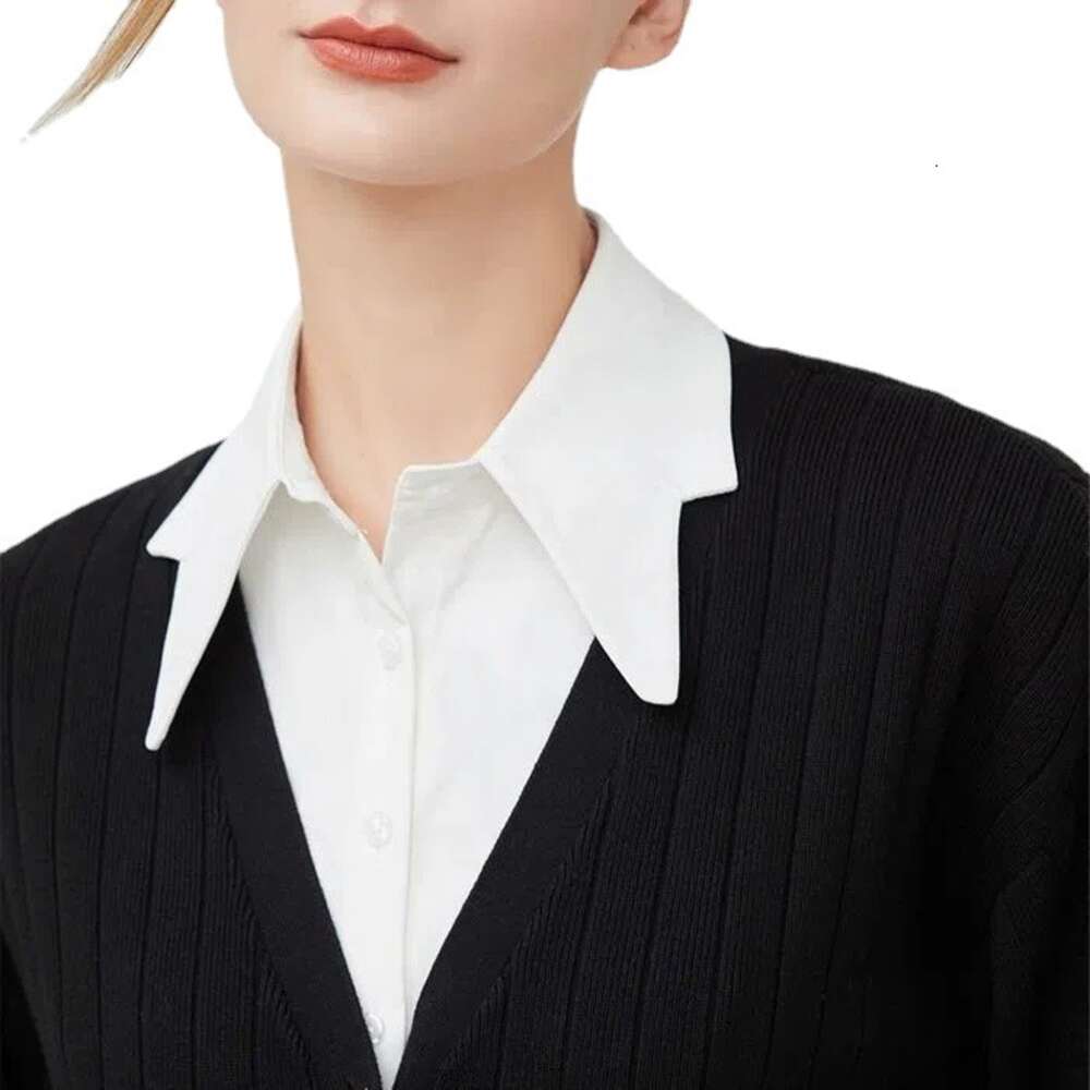 Women's Versatile Multifunctional Sweater Decorative Shirt with Suit Workwear Fake White Pointed Collar