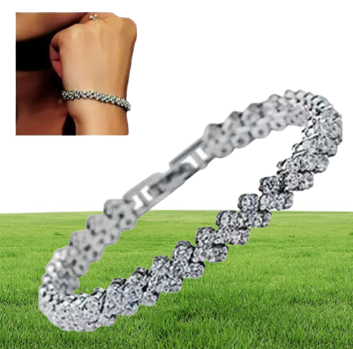 18K White Gold Plated Zirconia Tennis Bracelet Diamond Hand Chain for Men Women Heart Love Crystal Bracelets Bangle Lover Gift Val