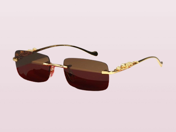 luxury designer sunglasses Eyeglasses frames temples with panther heads Metal Frameless Full Rim Semi Rimless rectangular shape fo