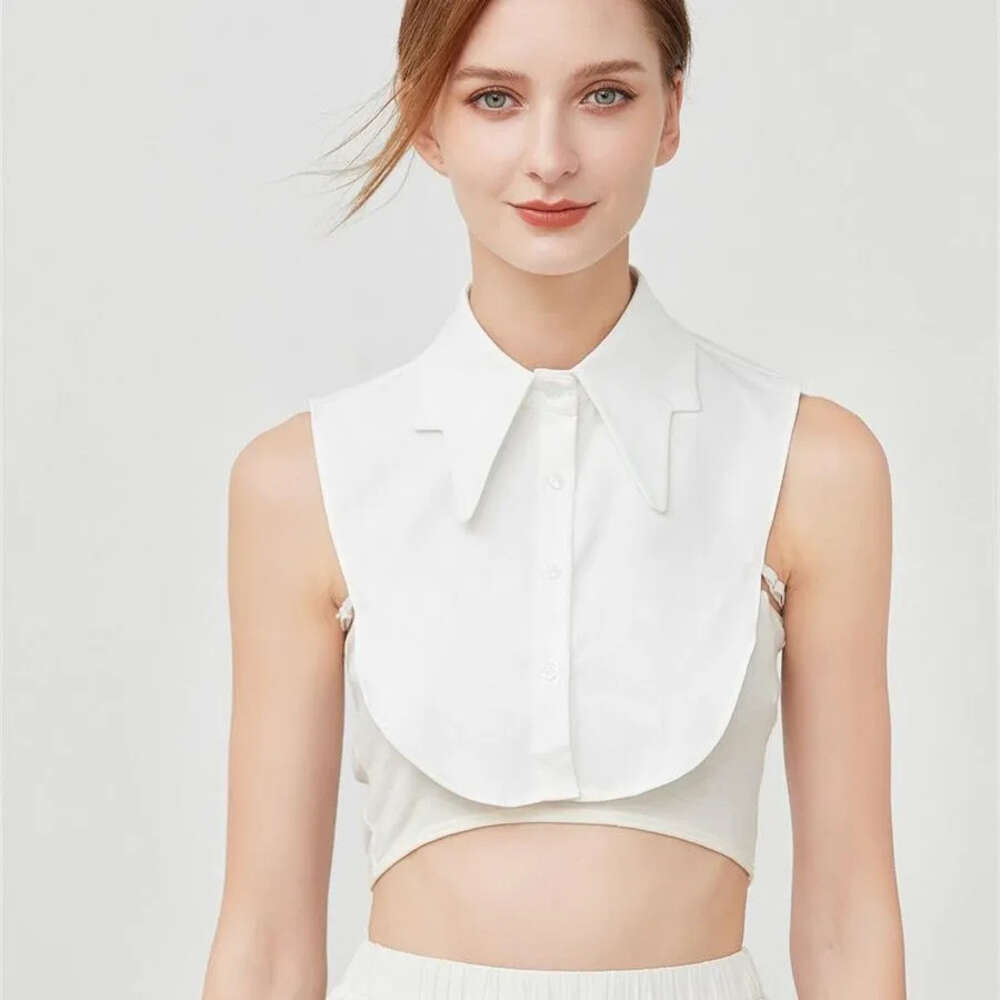 Women's Versatile Multifunctional Sweater Decorative Shirt with Suit Workwear Fake White Pointed Collar