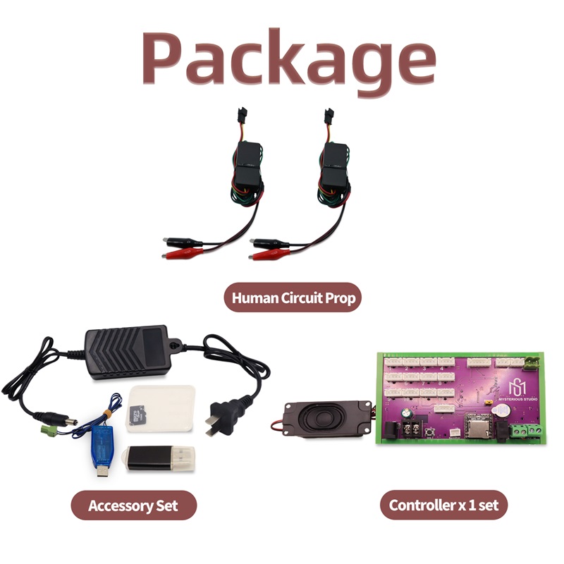 Human Circuit Prop Real Life Escape Room Game Hold Hands to Open 12V Magnet Lock in Chamber Room