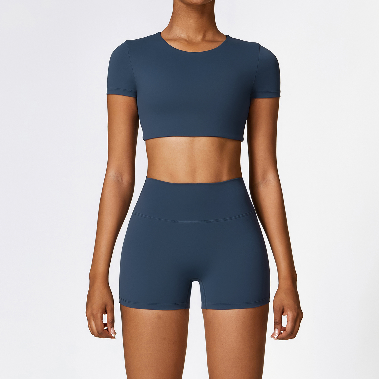 LM Women Yoga Sets Crop Top + Shorts lu Short Sleeve Shirt Short Pant Two Piece Suit Workout Fitness Casual Summer TZ8519 Summer