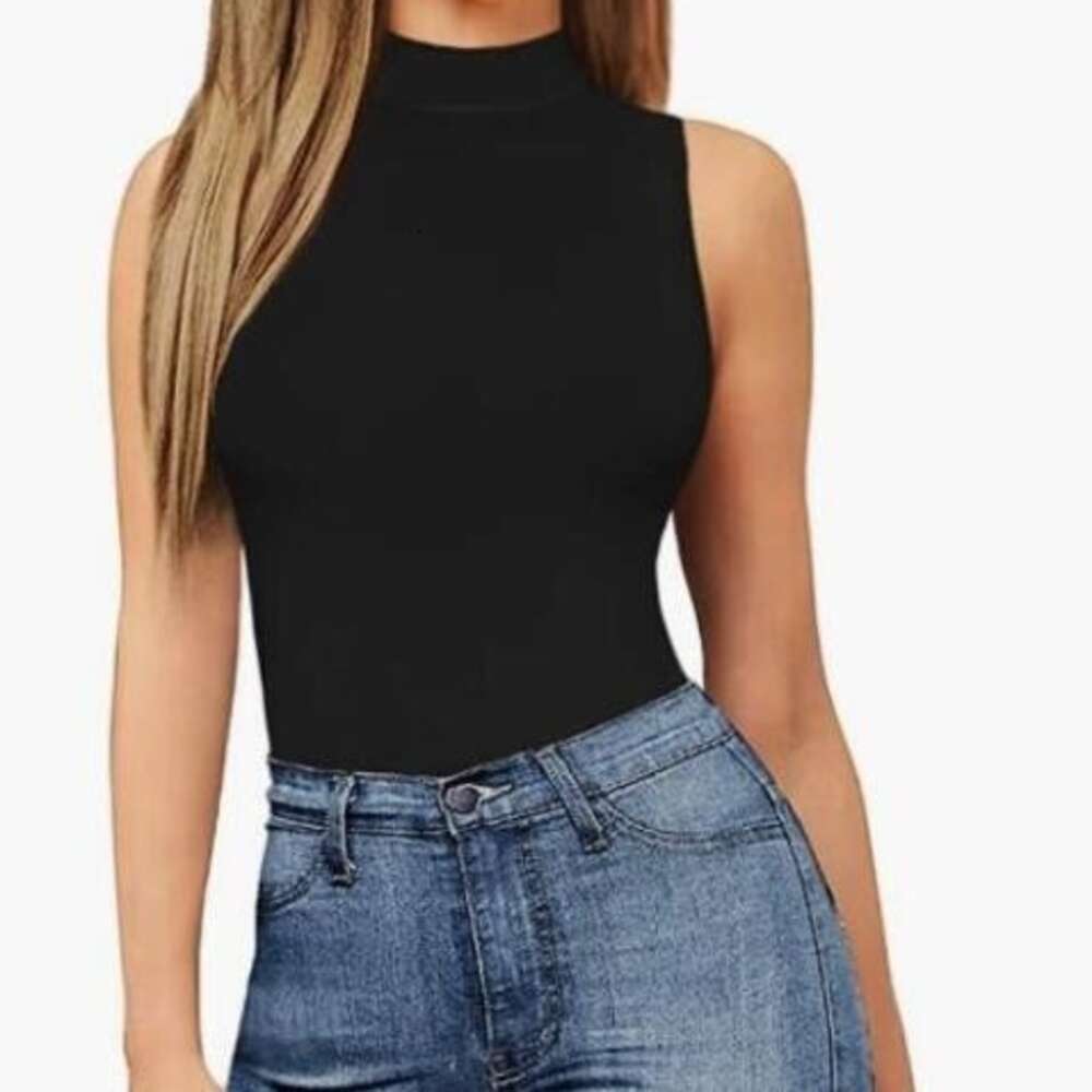 Spring and Autumn Women's Enterprise High Neck Sleeveless Tank Top Tight Fitting Jumpsuit