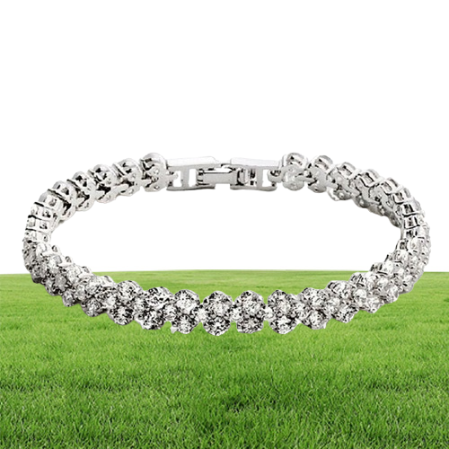 18K White Gold Plated Zirconia Tennis Bracelet Diamond Hand Chain for Men Women Heart Love Crystal Bracelets Bangle Lover Gift Val