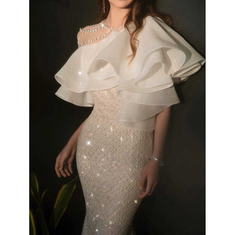 Bohemian White Wedding Dresses Long Sleeves 2024 Plus Size Bridal Gowns Sequined Sweep Train Bling Luxurious Beaded Crystals Mermaid Dress 403