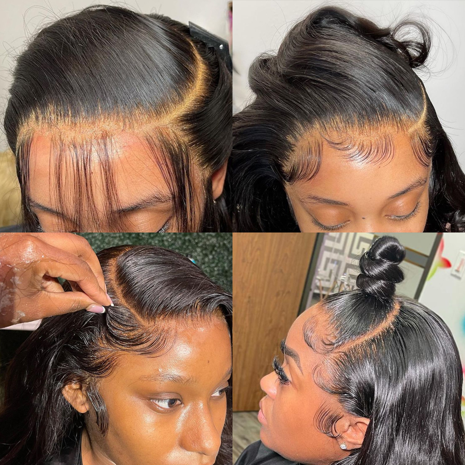 Deep 360 Wave Lace Front Human Long HD Transparent Glueless for Women Preplucked Heat Resistant Hair Products Synthetic Wigs