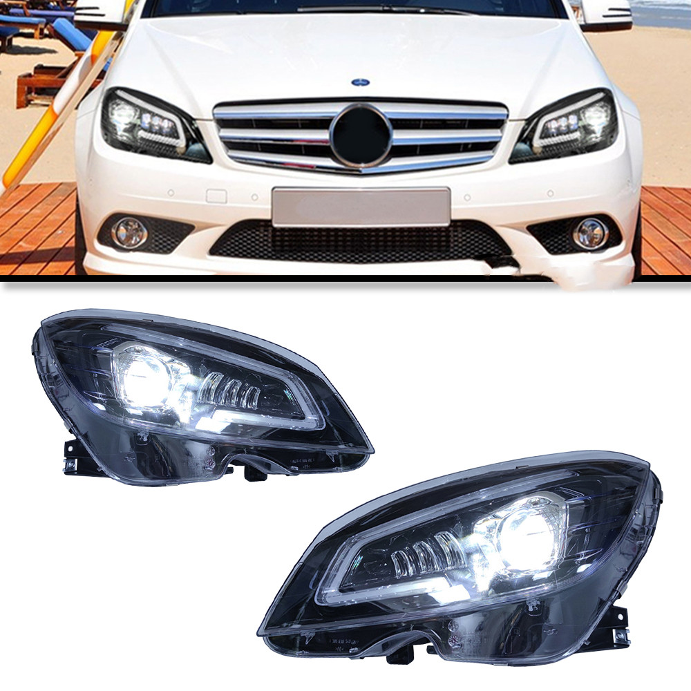 For Benz W204 Headlights 2007-2010 C Class LED Car Lamps Daytime Running Lights Dynamic Turn Signals Car Accessories
