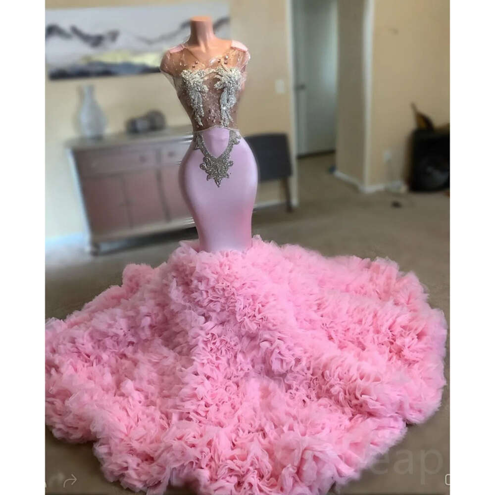 Arabic Aso Pink Ebi Mermaid Prom Dresses Beaded Crystals Evening Formal Party Second Reception Birthday Engagement Gowns Vestidos De Noche Femme Robes