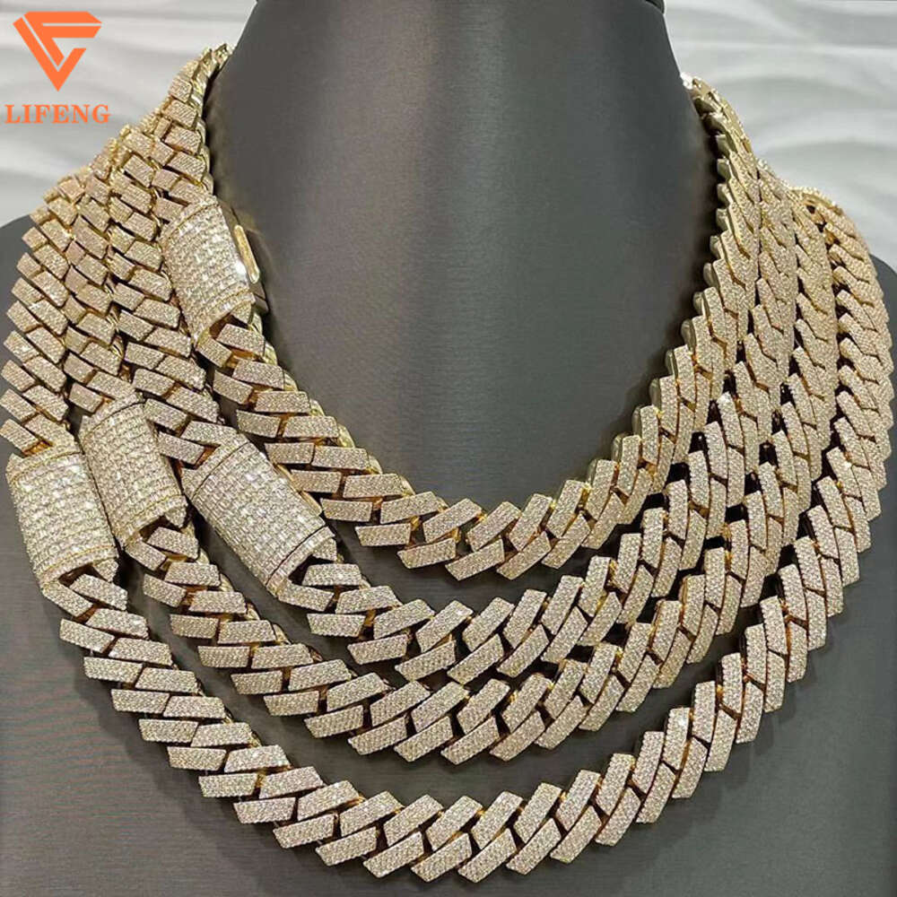 15mm Hip Hop Jewelry 925 Silver Miami Style Cuban Necklace Iced Out Moissanite Cuban Chain for Men