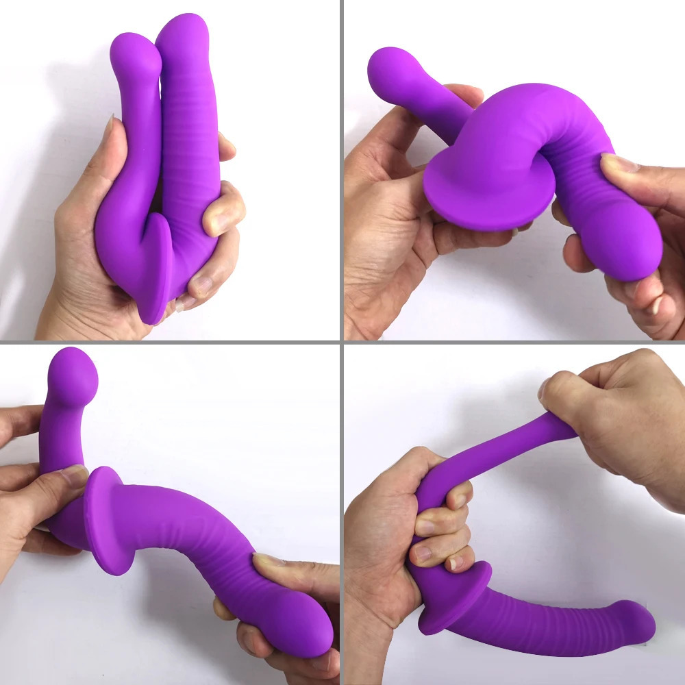 Strapless Strapon Realistic Silicone Dildo for Anal Vagina Stimulation Double Side Adult Sex Toy Male Female Lesbian Couple 240312