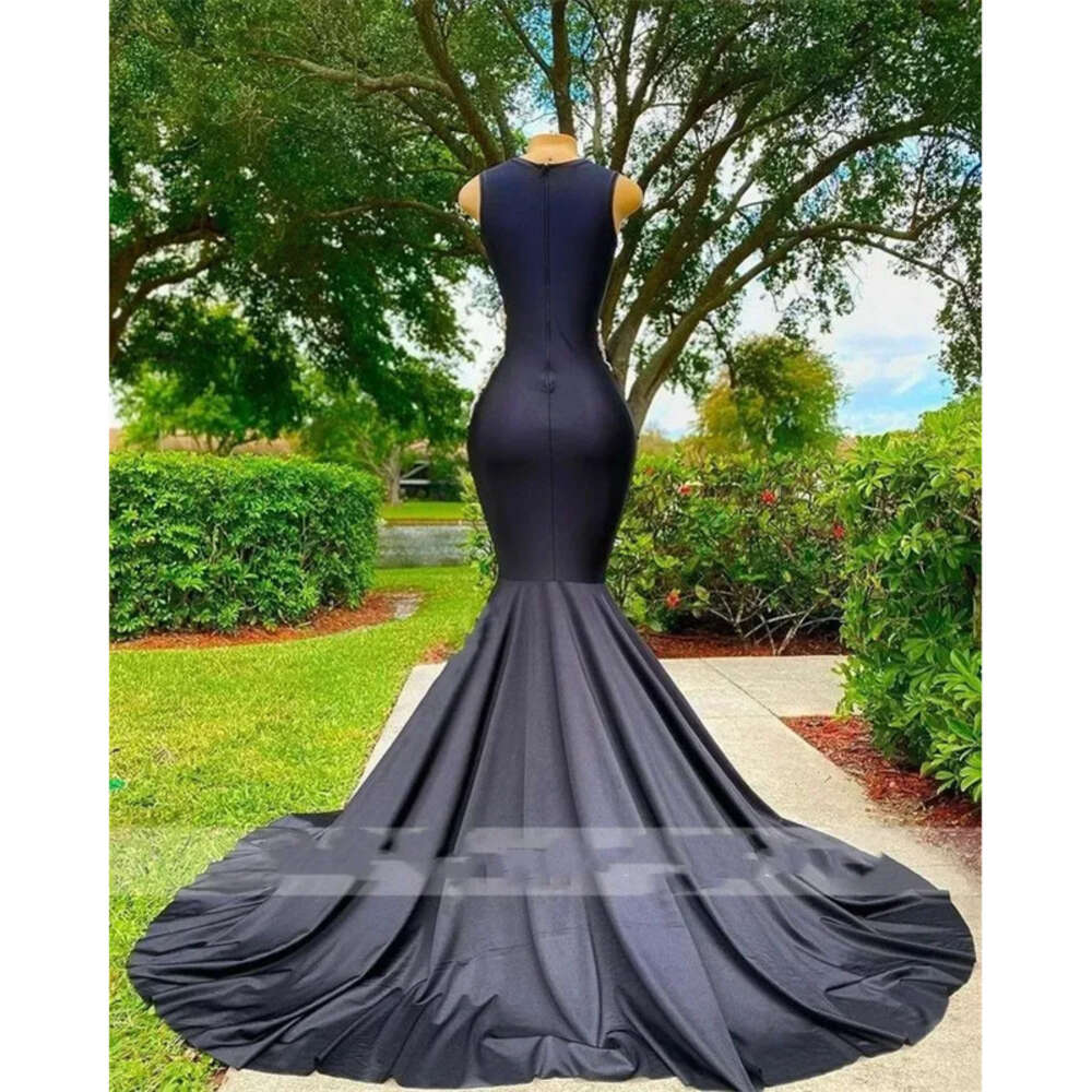 O Neck Black Long Prom Dress For Arabic Women Beaded Birthday Party Gown Appliques Evening Gowns Mermaid Robe De Soiree New BC S 6660305