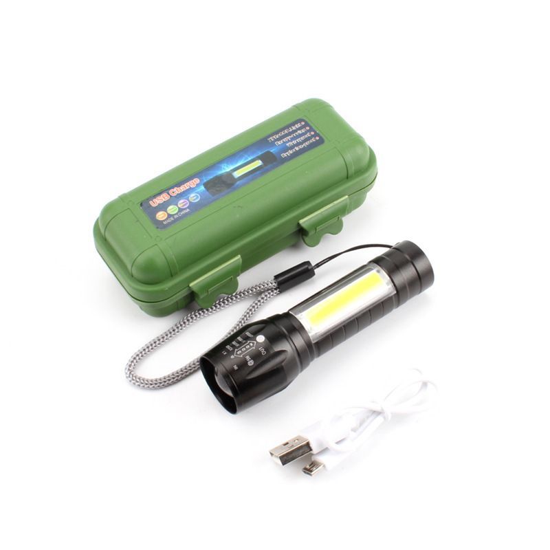 Mini USB rechargeable COB flashlight adjutable zoom aluminium alloy Q5 torch portable outdoor camping lamp 3W built in battery flashlights lights with
