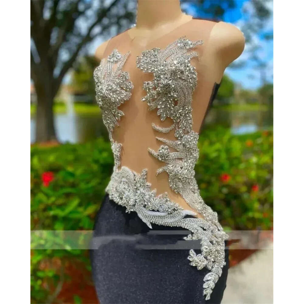 O Neck Black Long Prom Dress For Arabic Women Beaded Birthday Party Gown Appliques Evening Gowns Mermaid Robe De Soiree New BC S 6660305