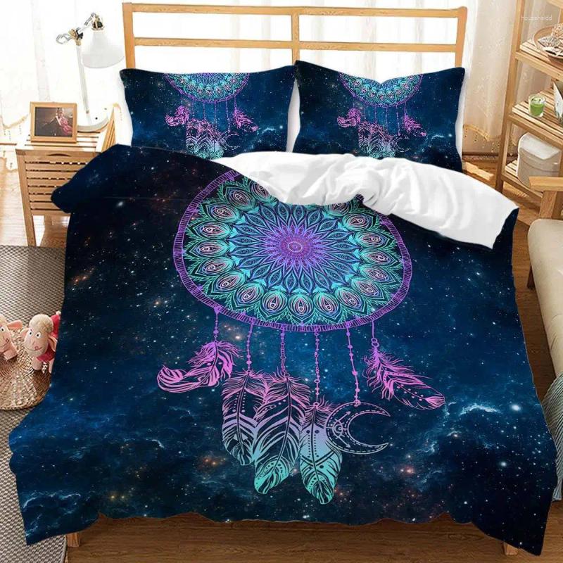 Bedding Sets Colorful Duvet Cover Set Dream Catcher Feather Mandala Comforter with Pillowcase for Adult Girls Bedroom Decor