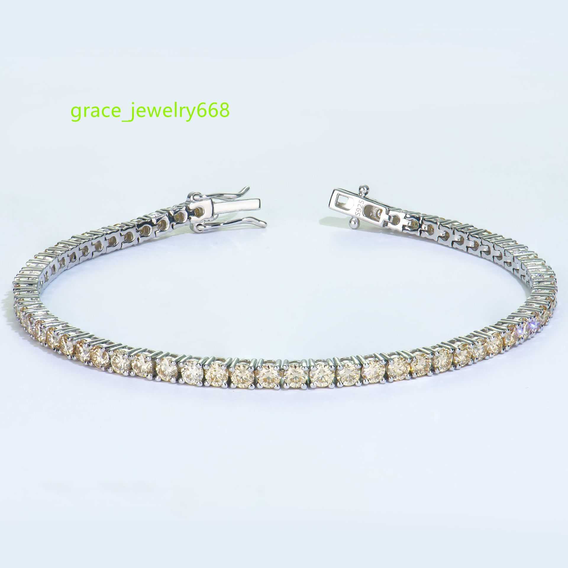 bracelet necklace mossanite 3mm Colourful Moissan Bracelet Classic Four Claw Full Set Tennis Bracelet Jewellery