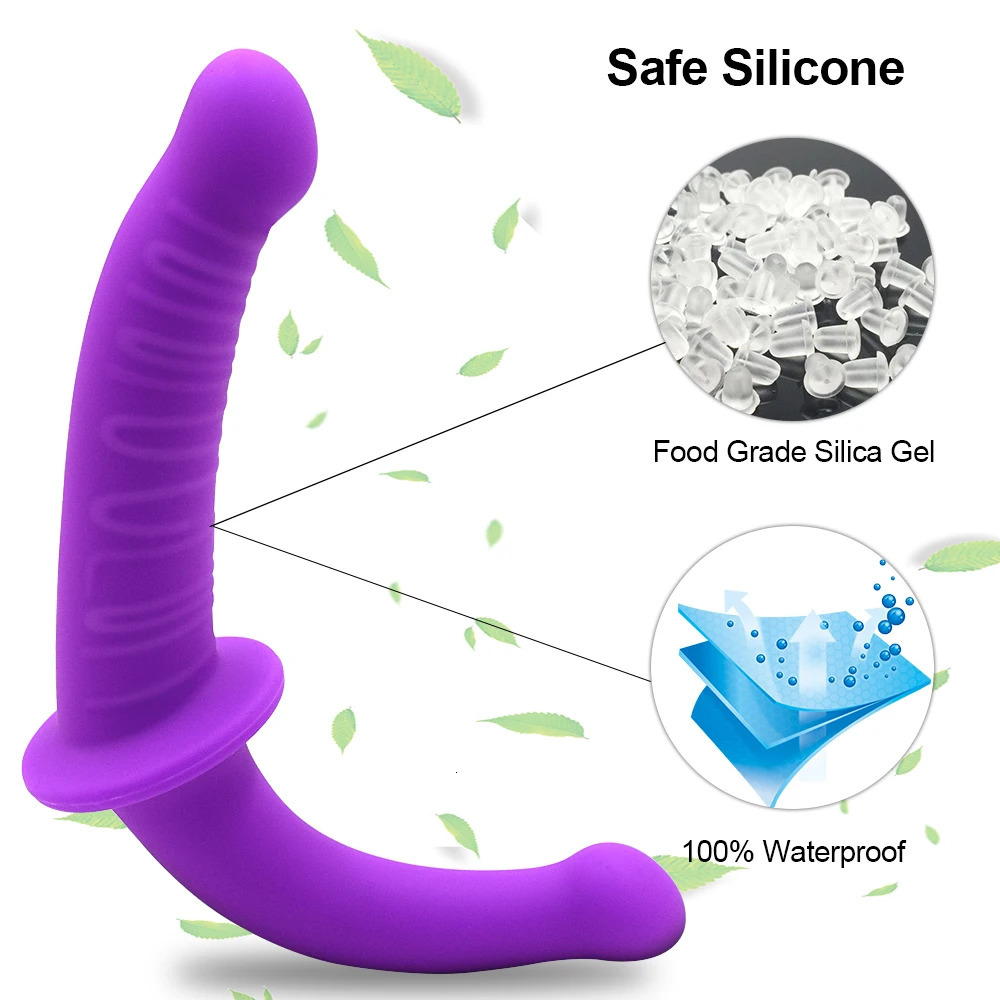 Strapless Strapon Realistic Silicone Dildo for Anal Vagina Stimulation Double Side Adult Sex Toy Male Female Lesbian Couple 240312