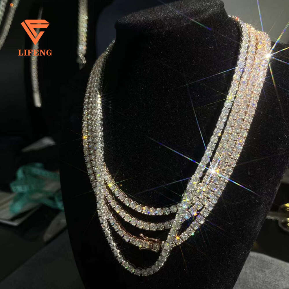 2023 Best Selling Hip Hop Iced Out Jewelry S925 3mm 4mm Loose Synthetic Stone Moissanite Diamond Tennis Necklace