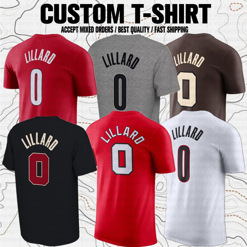 Damian Lillard Basketball Sports Club Fans Branded Short Sleeve T-Shirt Performance Practice Tees