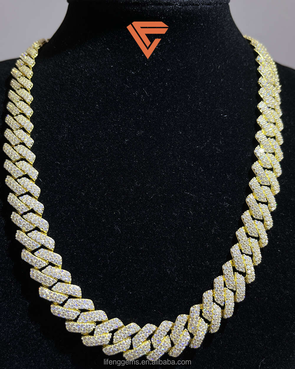 Lifeng Jewelry Fashion Hip Hop Moissanite Cuban Chain Necklace Cuban Chain Custom Full Iced Out Diamond Necklace
