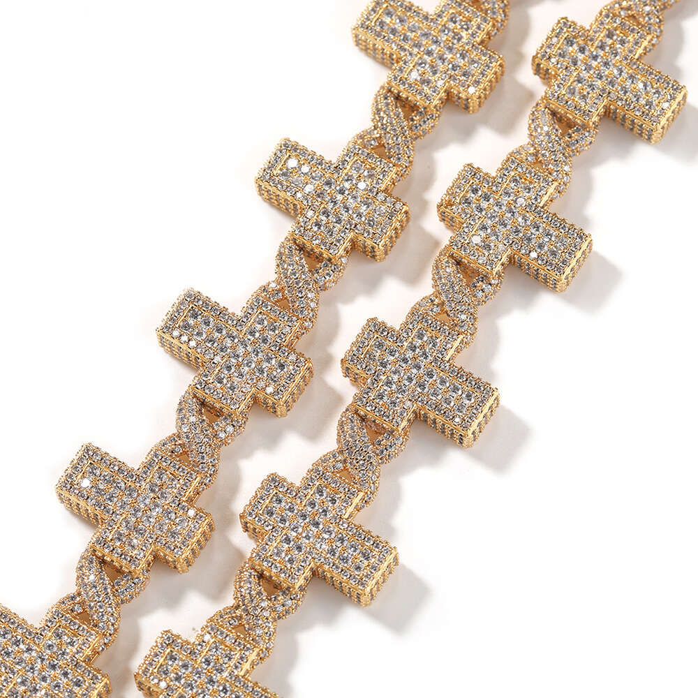Hip Hop Fashion Creative Copper Inlaid Cubic Zircoian Infinite Cross Necklace Unisex Collar Iced Out Full Diamond Chains Bling Crystal Bijoux Necklace