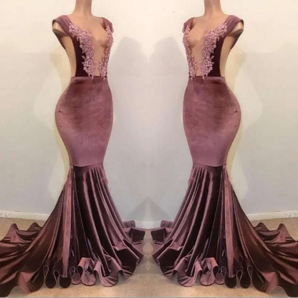 Lace Beaded Veet Mermaid Prom Charming Sexy V Neck Backless Sheath Formal Party Gown Evening Pageant Dresses