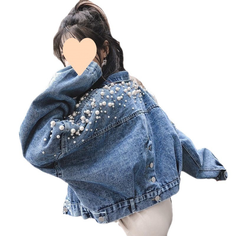 New Spring and Autumn Street Style Holes Denim Jackets for Women Cartoon Diamonds Jean Coats and Jackets Ripped Winbreaker 201109