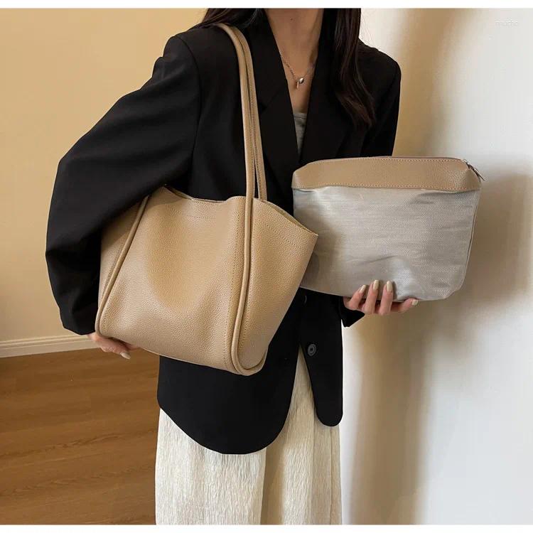 Evening Bags Vintage Women Shoulder PU Ladies Hand Bag Casual Big Tote Large Capacity 2024 Female Commuting Handbag Bolsa
