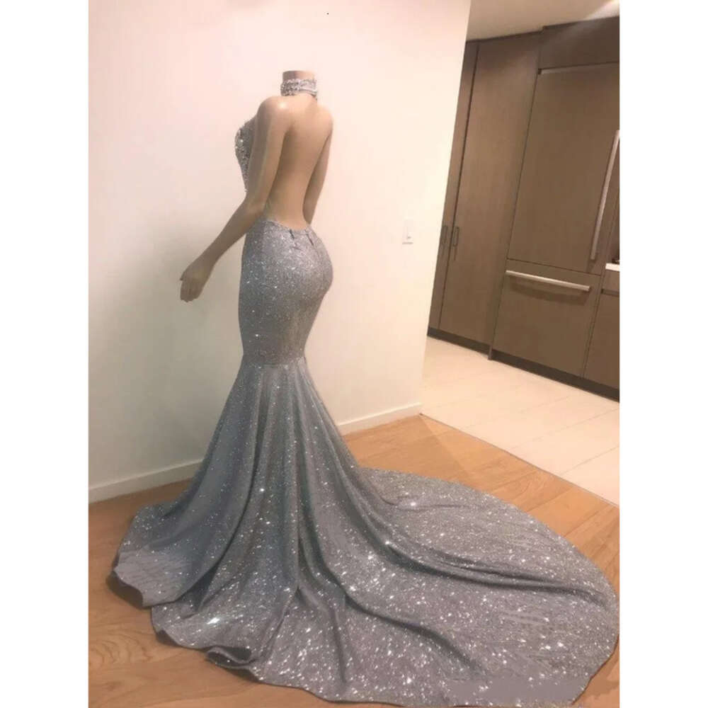Prom Mermaid Bg Dresses Jewel Neck Beads Crystals Backless See Through Or Length Evening Party Wear Custom