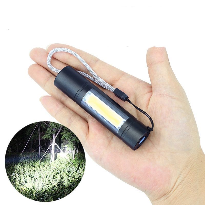 Mini USB rechargeable COB flashlight adjutable zoom aluminium alloy Q5 torch portable outdoor camping lamp 3W built in battery flashlights lights with