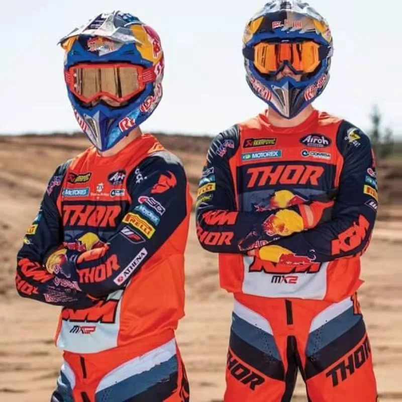 Orange MX Motocross Racing Gear Set Motorbike Outfit Mens Enduro Off-road Pants Jersey Combo ATV UTV MTB Bicycle Jersey Set 240318