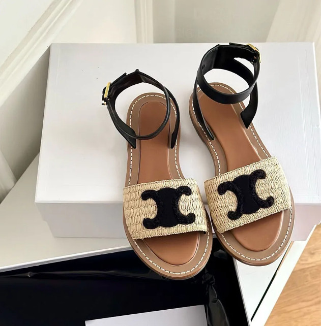 Summer New Original Handwoven Sandals British Style Flat Bottom Slippers Popular Simple and Atmospheric Casual Shoes Women's Shoe Factory Shoes