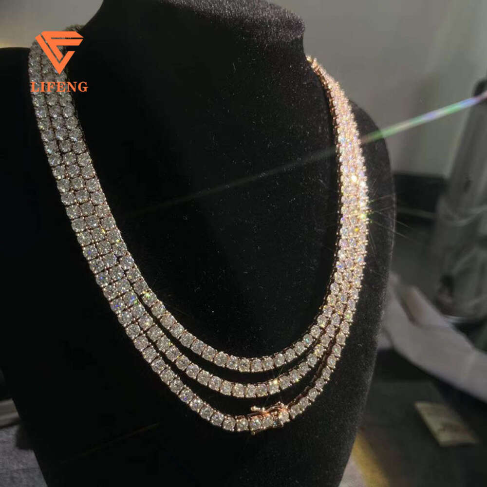 2023 Best Selling Hip Hop Iced Out Jewelry S925 3mm 4mm Loose Synthetic Stone Moissanite Diamond Tennis Necklace