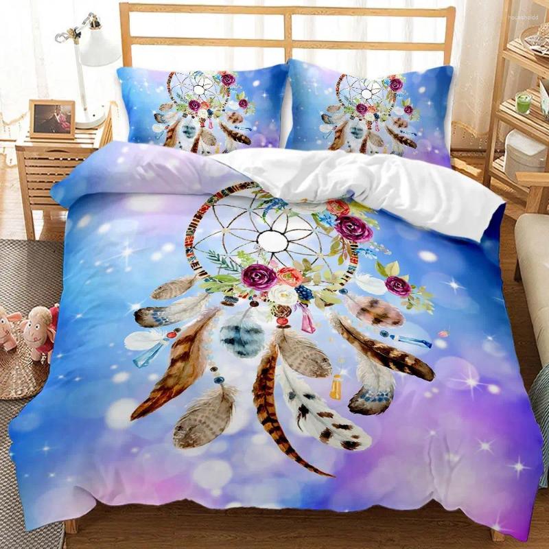 Bedding Sets Colorful Duvet Cover Set Dream Catcher Feather Mandala Comforter with Pillowcase for Adult Girls Bedroom Decor