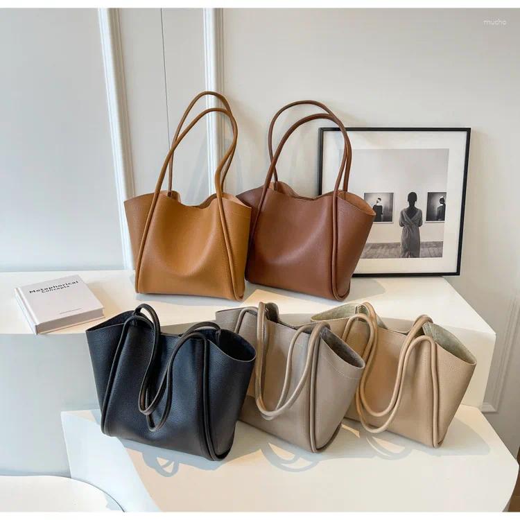 Evening Bags Vintage Women Shoulder PU Ladies Hand Bag Casual Big Tote Large Capacity 2024 Female Commuting Handbag Bolsa