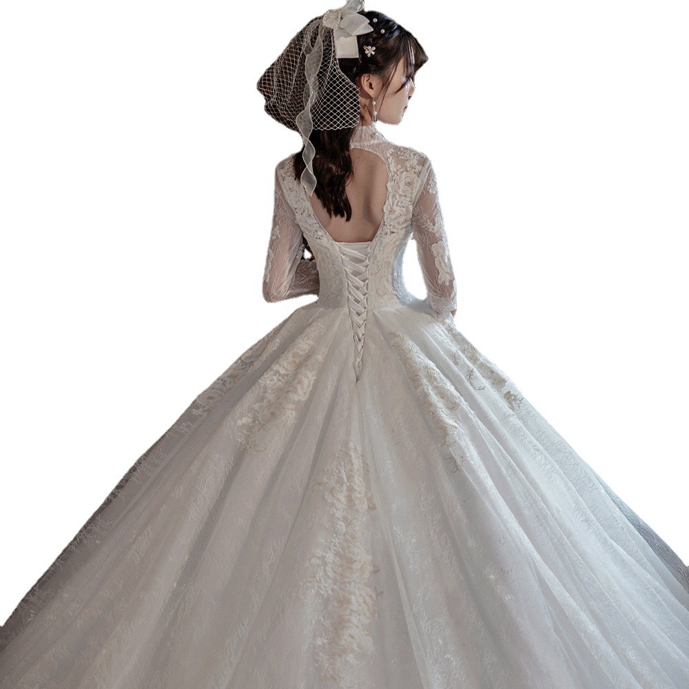 glaring Vestido Noiva Sparkle Wedding Dresses Ball Gown Long Sleeve Plus Size Princess Bridal Gowns for Women Sparkly Lace Arabic Garden Beach Robe De