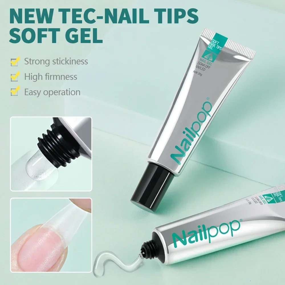 Nailpop Nail Tips and Glue Gel Nail Kit Fast Nail Extension Set with Soft Gel UV Lamp 600Pcs Semi Matte Nails and Files Tools 240321