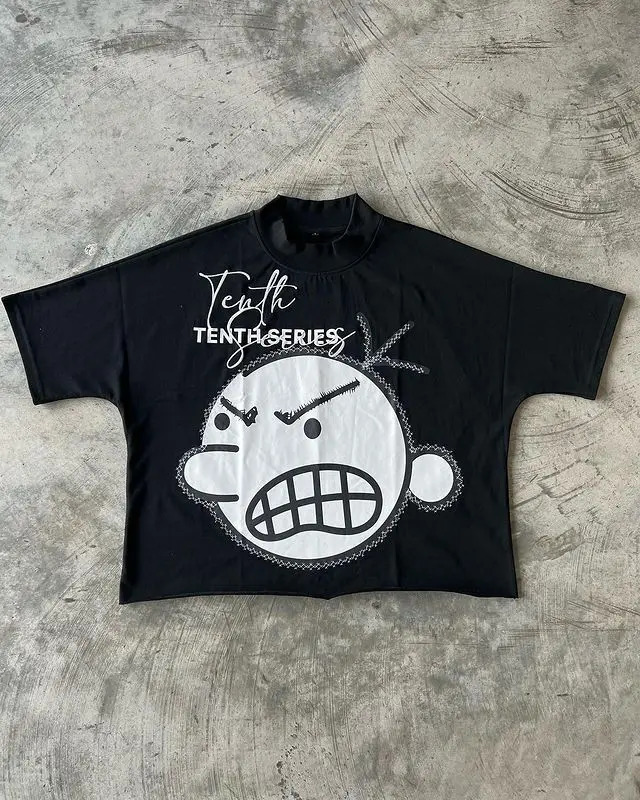 Streetwear T Shirt Y2K Harajuku Hip Hop Letter Cartoon Graphic Print Oversized Tshirt Mens Round Neck Cotton Short Sleeve Tops 240315