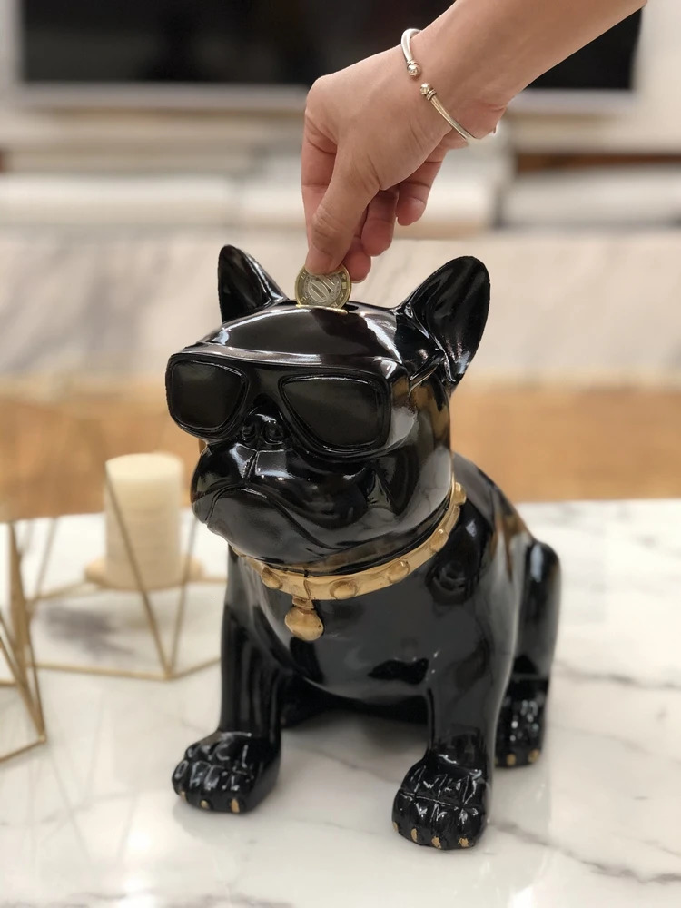French Bulldog Piggy bank Dog Figurine Money Child Gift Home Decorations Storage Box Holder Coin Bank Toy For Kids 240319