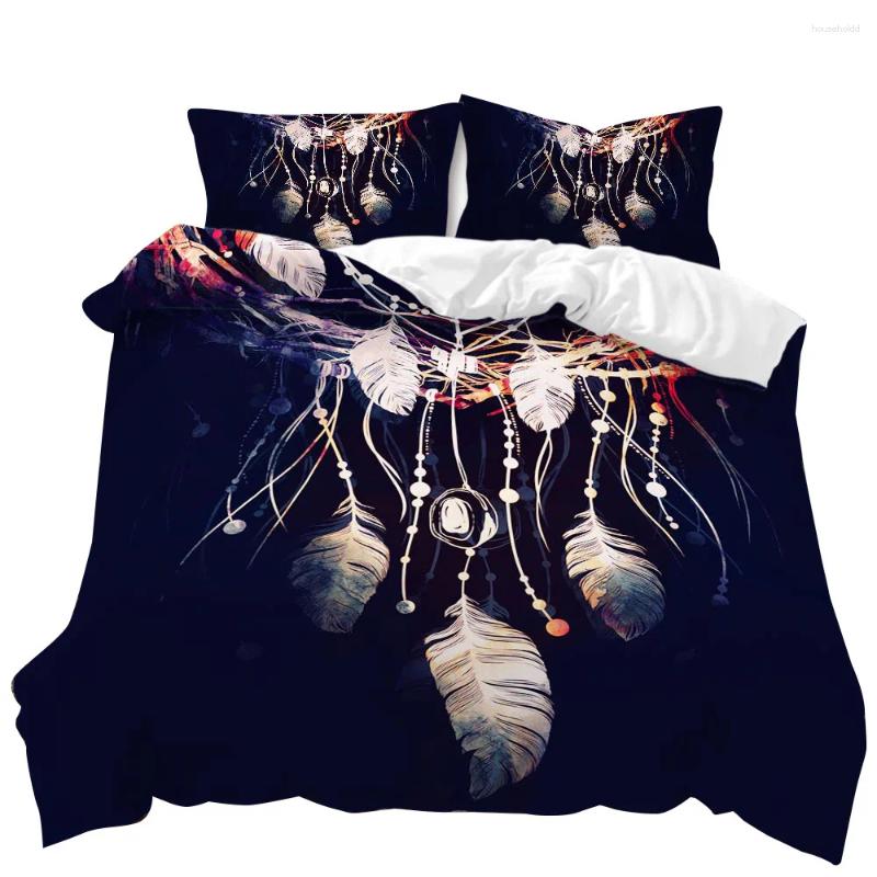 Bedding Sets Colorful Duvet Cover Set Dream Catcher Feather Mandala Comforter with Pillowcase for Adult Girls Bedroom Decor