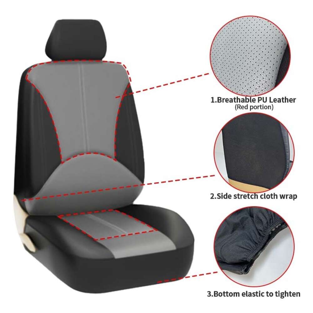 New Set Breathable PU Leather Vehicle Seat Cushion Surround Cover For Car Full Protection Pad Fit 5-Seat Auto