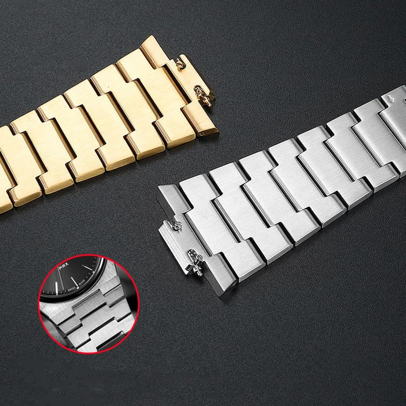 For PRX Series T137407 T137410 Watch Band Stainless Steel Strap Solid Chain Accessories Mens Bracelet 1853 240311