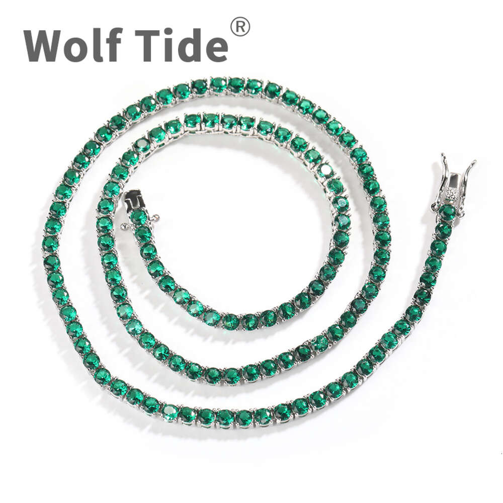 300 Hip Hop Cute Green Tennis Chain Cubic Zirconia Choker Necklace Bling Vintage Bling Ball Gemstone Necklaces Mens And Womens Fashion Trendy Bijoux J